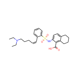 CCN(CC)CCC/C=C\c1ccccc1S(=O)(=O)Nc1ccc2c(c1C(=O)O)CCCC2 ZINC000014964846