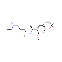 CCN(CC)CCC[C@@H](C)N[C@@H](C)c1cc2c(cc1OC)OC(C)(C)C=C2 ZINC000096932083