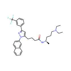 CCN(CC)CCC[C@@H](C)NC(=O)CCCc1cc(-c2cccc(C(F)(F)F)c2)nn1-c1ccc2ccccc2c1 ZINC000028887475