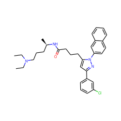 CCN(CC)CCC[C@@H](C)NC(=O)CCCc1cc(-c2cccc(Cl)c2)nn1-c1ccc2ccccc2c1 ZINC000028887435