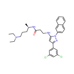 CCN(CC)CCC[C@@H](C)NC(=O)CCNc1cc(-c2cc(Cl)cc(Cl)c2)nn1-c1ccc2ccccc2c1 ZINC000028887313