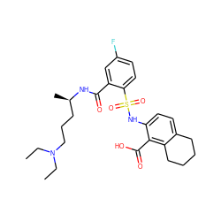 CCN(CC)CCC[C@@H](C)NC(=O)c1cc(F)ccc1S(=O)(=O)Nc1ccc2c(c1C(=O)O)CCCC2 ZINC000014964816