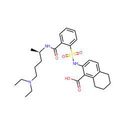 CCN(CC)CCC[C@@H](C)NC(=O)c1ccccc1S(=O)(=O)Nc1ccc2c(c1C(=O)O)CCCC2 ZINC000014964827