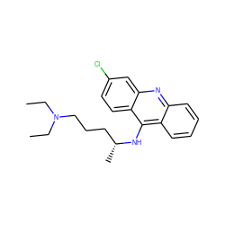 CCN(CC)CCC[C@@H](C)Nc1c2ccccc2nc2cc(Cl)ccc12 ZINC000012243849