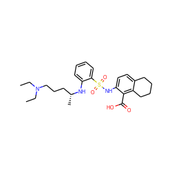 CCN(CC)CCC[C@@H](C)Nc1ccccc1S(=O)(=O)Nc1ccc2c(c1C(=O)O)CCCC2 ZINC000014964607