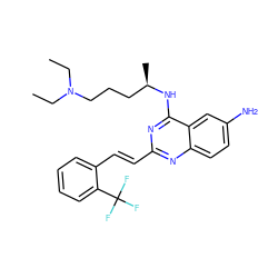 CCN(CC)CCC[C@@H](C)Nc1nc(/C=C/c2ccccc2C(F)(F)F)nc2ccc(N)cc12 ZINC001772650690