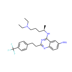 CCN(CC)CCC[C@@H](C)Nc1nc(CCc2ccc(C(F)(F)F)cc2)nc2ccc(N)cc12 ZINC001772571873