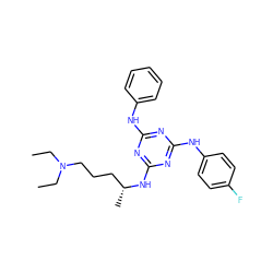 CCN(CC)CCC[C@@H](C)Nc1nc(Nc2ccccc2)nc(Nc2ccc(F)cc2)n1 ZINC001772573042