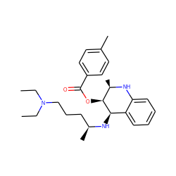 CCN(CC)CCC[C@H](C)N[C@@H]1c2ccccc2N[C@H](C)[C@@H]1OC(=O)c1ccc(C)cc1 ZINC000038656361