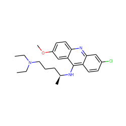 CCN(CC)CCC[C@H](C)Nc1c2ccc(Cl)cc2nc2ccc(OC)cc12 ZINC000018847041