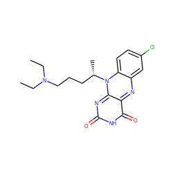 CCN(CC)CCC[C@H](C)n1c2nc(=O)[nH]c(=O)c-2nc2cc(Cl)ccc21 ZINC000001670970