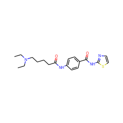 CCN(CC)CCCCC(=O)Nc1ccc(C(=O)Nc2nccs2)cc1 ZINC000299863029