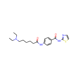 CCN(CC)CCCCCC(=O)Nc1ccc(C(=O)Nc2nccs2)cc1 ZINC000299856772