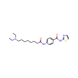 CCN(CC)CCCCCCCC(=O)Nc1ccc(C(=O)Nc2nccs2)cc1 ZINC000299870855