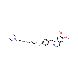 CCN(CC)CCCCCCCCOc1ccc(C[C@@H]2NCCc3cc(OC)c(OC)cc32)cc1 ZINC000169342777