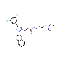 CCN(CC)CCCCNC(=O)CCc1cc(-c2cc(Cl)cc(Cl)c2)nn1-c1ccc2ccccc2c1 ZINC000058602955