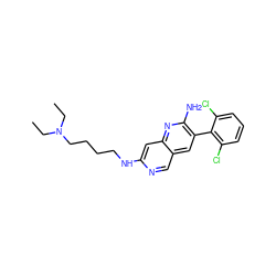 CCN(CC)CCCCNc1cc2nc(N)c(-c3c(Cl)cccc3Cl)cc2cn1 ZINC000013647858