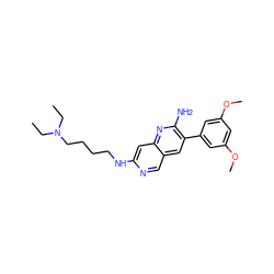 CCN(CC)CCCCNc1cc2nc(N)c(-c3cc(OC)cc(OC)c3)cc2cn1 ZINC000013647830