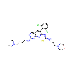 CCN(CC)CCCCNc1ncc2cc(-c3c(Cl)cccc3Cl)c(/N=C(\S)NCCCN3CCOCC3)nc2n1 ZINC000014944281