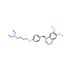 CCN(CC)CCCCOc1ccc(C[C@@H]2NCCc3cc(OC)c(OC)cc32)cc1 ZINC000169342768