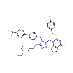 CCN(CC)CCCCc1nnc(Cn2c(SCc3ccc(F)cc3)nc(=O)c3c2CCC3)n1Cc1ccc(-c2ccc(C(F)(F)F)cc2)cc1 ZINC000096269786