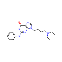 CCN(CC)CCCCn1cnc2c(=O)[nH]c(Nc3ccccc3)nc21 ZINC000013644870