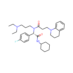 CCN(CC)CCCN(C(=O)CCN1CCCc2ccccc21)[C@H](C(=O)NC1CCCCC1)c1ccc(F)cc1 ZINC000005946930