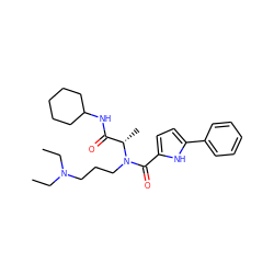 CCN(CC)CCCN(C(=O)c1ccc(-c2ccccc2)[nH]1)[C@@H](C)C(=O)NC1CCCCC1 ZINC000013581726