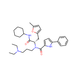 CCN(CC)CCCN(C(=O)c1ccc(-c2ccccc2)[nH]1)[C@@H](Cc1ccc(C)o1)C(=O)NC1CCCCC1 ZINC000013581712