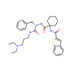 CCN(CC)CCCNC(=O)[C@H](Cc1ccccc1)NC(=O)C1(NC(=O)c2cc3ccccc3s2)CCCCC1 ZINC000028825161