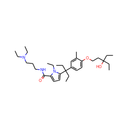 CCN(CC)CCCNC(=O)c1ccc(C(CC)(CC)c2ccc(OCCC(O)(CC)CC)c(C)c2)n1CC ZINC001772594308