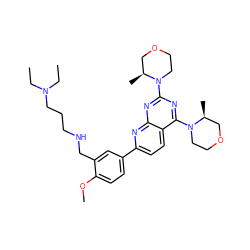 CCN(CC)CCCNCc1cc(-c2ccc3c(N4CCOC[C@@H]4C)nc(N4CCOC[C@@H]4C)nc3n2)ccc1OC ZINC000143172295