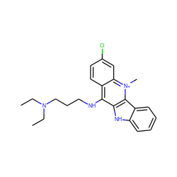 CCN(CC)CCCNc1c2ccc(Cl)cc2[n+](C)c2c1[nH]c1ccccc12 ZINC000064559901