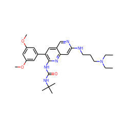 CCN(CC)CCCNc1cc2nc(NC(=O)NC(C)(C)C)c(-c3cc(OC)cc(OC)c3)cc2cn1 ZINC000013647823