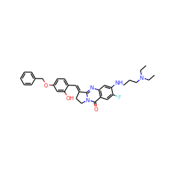 CCN(CC)CCCNc1cc2nc3n(c(=O)c2cc1F)CC/C3=C\c1ccc(OCc2ccccc2)cc1O ZINC001772587339