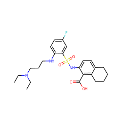 CCN(CC)CCCNc1ccc(F)cc1S(=O)(=O)Nc1ccc2c(c1C(=O)O)CCCC2 ZINC000014964570