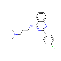 CCN(CC)CCCNc1nc(-c2ccc(Cl)cc2)nc2ccccc12 ZINC000001807496