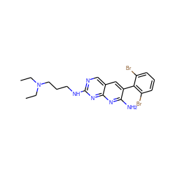 CCN(CC)CCCNc1ncc2cc(-c3c(Br)cccc3Br)c(N)nc2n1 ZINC000013862908