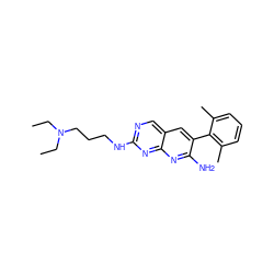 CCN(CC)CCCNc1ncc2cc(-c3c(C)cccc3C)c(N)nc2n1 ZINC000013862905