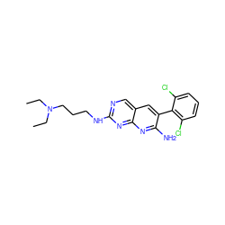 CCN(CC)CCCNc1ncc2cc(-c3c(Cl)cccc3Cl)c(N)nc2n1 ZINC000013862903