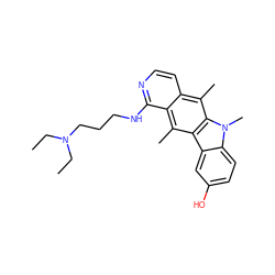 CCN(CC)CCCNc1nccc2c(C)c3c(c(C)c12)c1cc(O)ccc1n3C ZINC000013673998