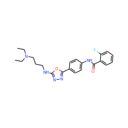 CCN(CC)CCCNc1nnc(-c2ccc(NC(=O)c3ccccc3F)cc2)o1 ZINC000084618719