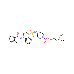 CCN(CC)CCCOC(=O)N1CCC(NS(=O)(=O)c2ccc(NC(=O)c3ccccc3C)c3ccccc23)CC1 ZINC000038151320