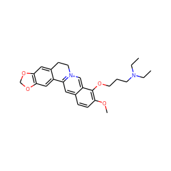 CCN(CC)CCCOc1c(OC)ccc2cc3[n+](cc12)CCc1cc2c(cc1-3)OCO2 ZINC000064514073