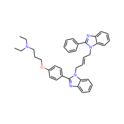 CCN(CC)CCCOc1ccc(-c2nc3ccccc3n2C/C=C/Cn2c(-c3ccccc3)nc3ccccc32)cc1 ZINC000026575567