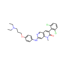 CCN(CC)CCCOc1ccc(Nc2cc3c(cn2)cc(-c2c(Cl)cccc2Cl)c(=O)n3C)cc1 ZINC000003815536