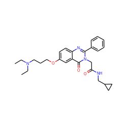 CCN(CC)CCCOc1ccc2nc(-c3ccccc3)n(CC(=O)NCC3CC3)c(=O)c2c1 ZINC000058583921