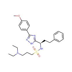 CCN(CC)CCCS(=O)(=O)N[C@H](CCc1ccccc1)c1nc(-c2ccc(OC)cc2)n[nH]1 ZINC000117720544