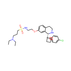 CCN(CC)CCCS(=O)(=O)NCCOc1ccc2c(c1)[C@@H](C1(c3ccc(Cl)cc3)CCC1)NCC2 ZINC000117327573