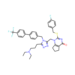 CCN(CC)CCCc1nnc(Cn2c(SCc3ccc(F)cc3)nc(=O)c3c2CCC3)n1Cc1ccc(-c2ccc(C(F)(F)F)cc2)cc1 ZINC000096269785